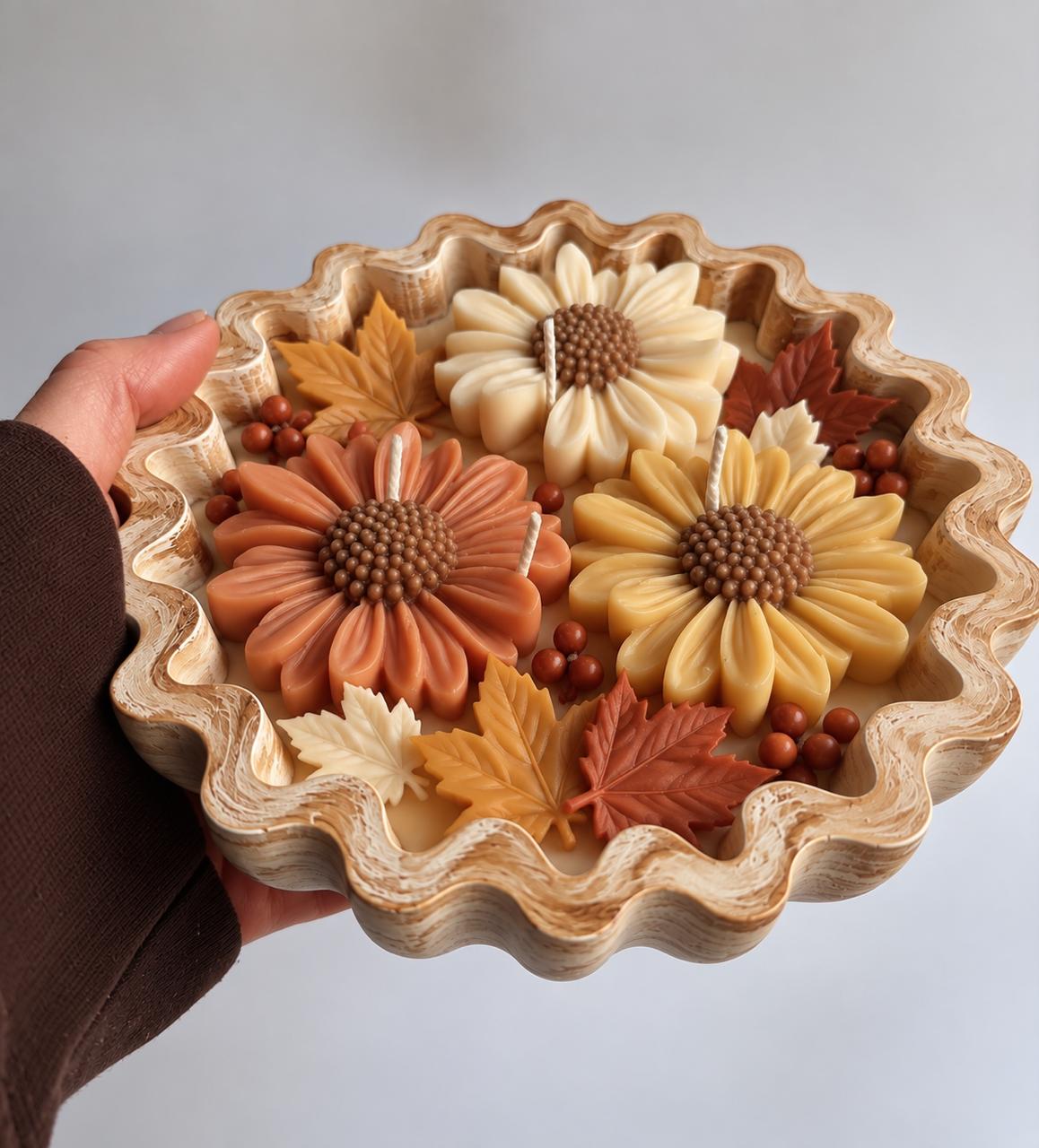 Autumn Bloom Candle Tray 🍂🌼